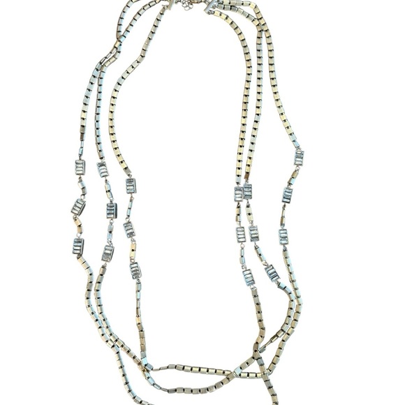 Coldwater Creek Silver and Gold Rectangular Link Necklace - Picture 2 of 6